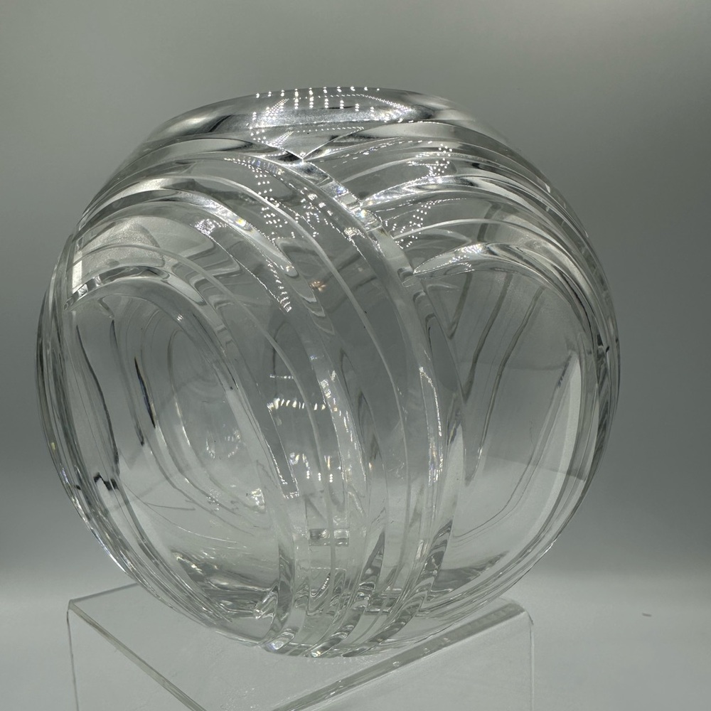 Rogaska Cut Lead Crystal Vase Globe Bowl Sphere Clear Art Deco Heavy